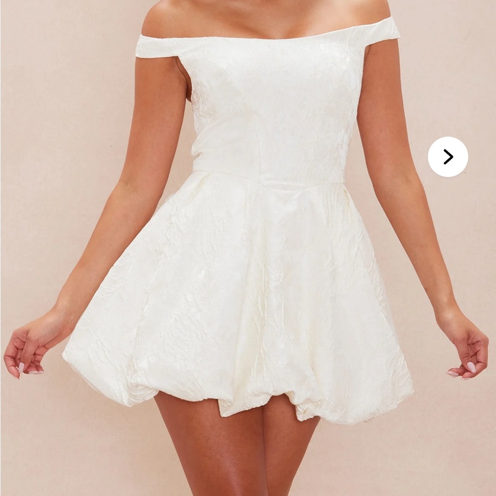 Fashion Nova White One-Shoulder Fit & Flare Mini Dress